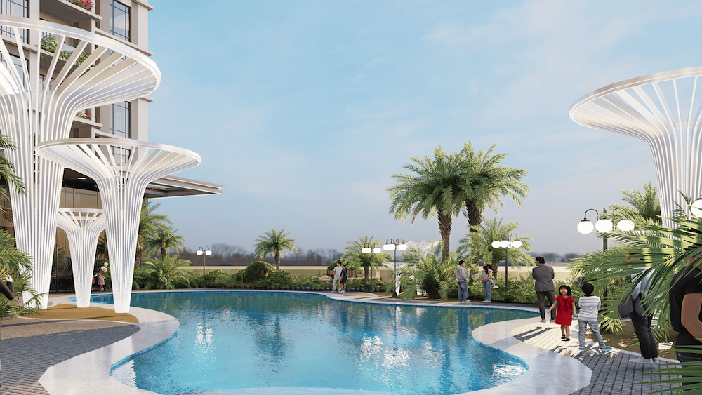 Tiện ích bể bơi ngoài trời tại Chung cư Luxora Vĩnh Yên
